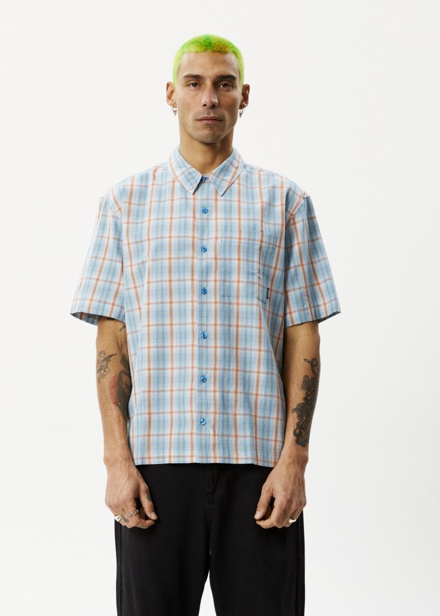 Afends Mens Position - Short Sleeve Shirt - Lake Check#Mens Tops - Dress ShirtsAfends