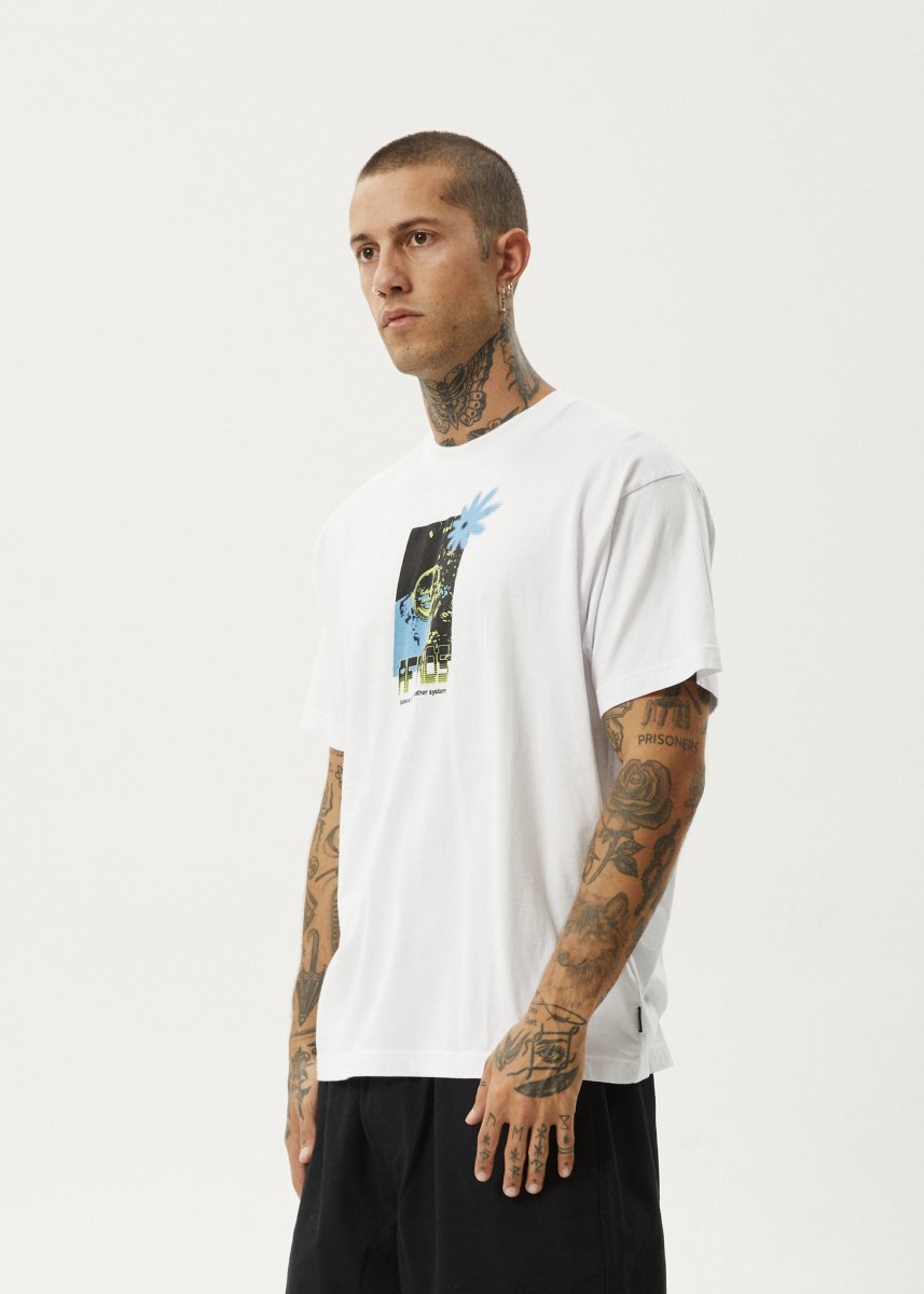 Afends Mens Space Junk - Boxy Fit Tee - White#Mens Tops - T-ShirtsAfends