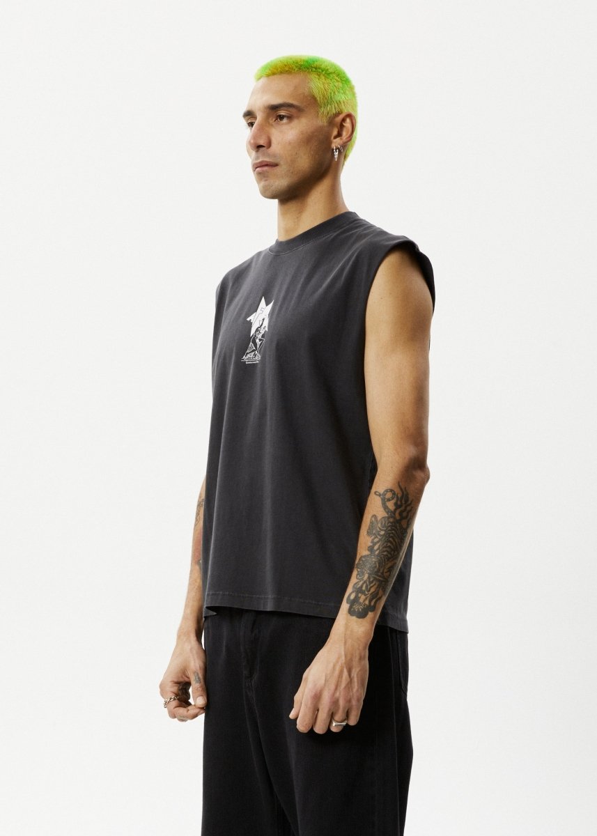 Afends Mens Statue - Sleeveless Tee - Stone Black#Mens Tops - SleevelessAfends