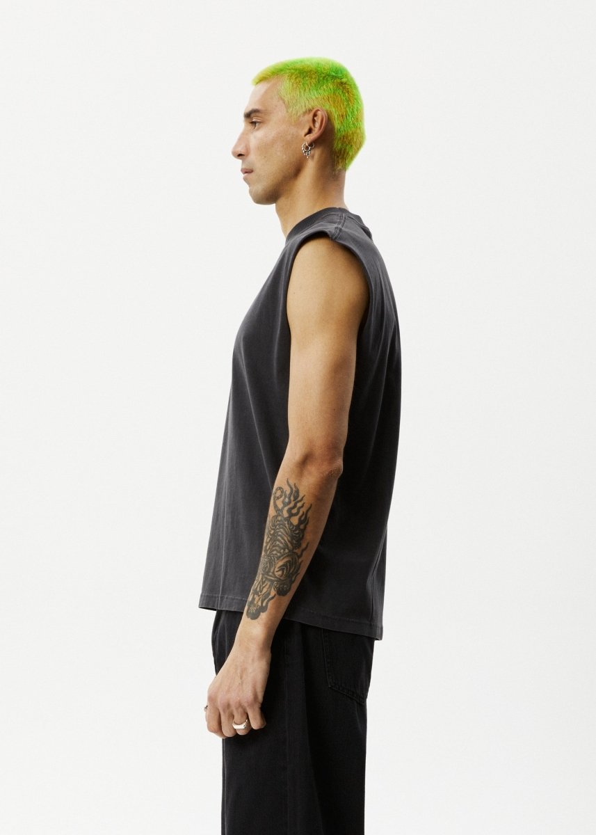 Afends Mens Statue - Sleeveless Tee - Stone Black#Mens Tops - SleevelessAfends