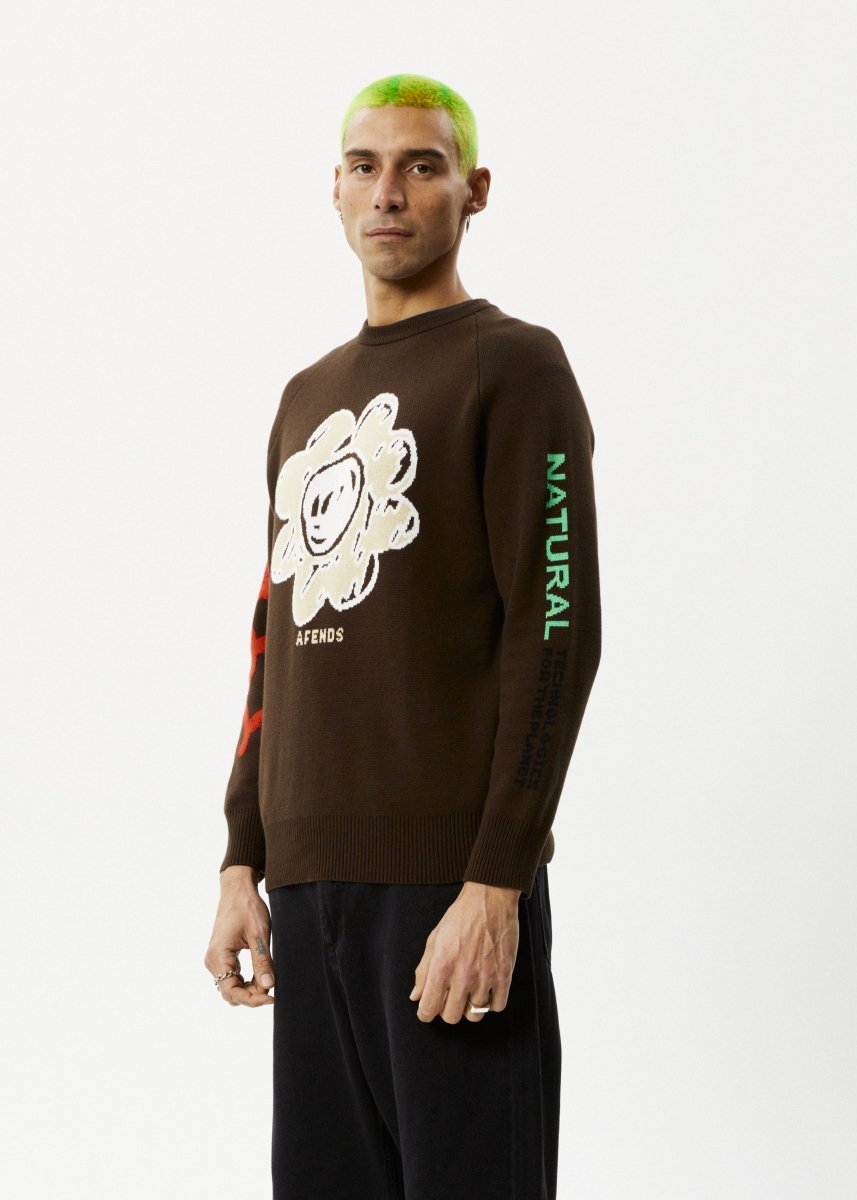 Afends Mens Technology - Raglan Knit - Earth#Mens Outer - Fleece & KnitAfends