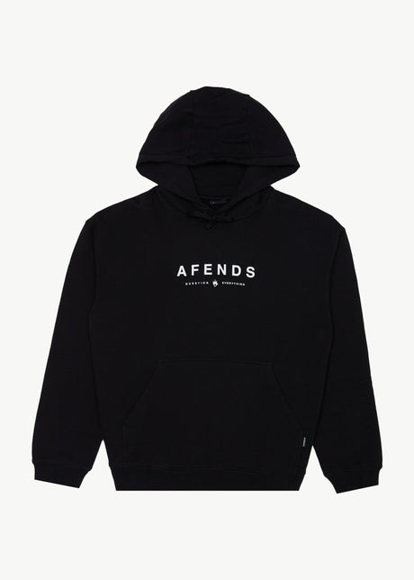 Afends Mens Thrown Out - Pull On Hood - Black#Mens Outer - Fleece & KnitAfends