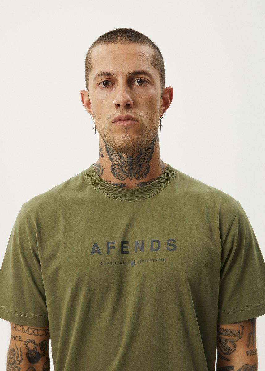 Afends Mens Thrown Out - Retro Fit Tee - Military#Mens Tops - T-ShirtsAfends