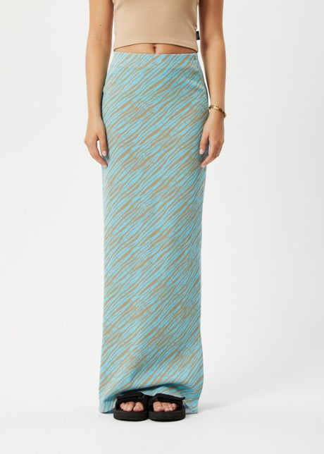 Afends Womens Adi - Recycled Ribbed Maxi Skirt - Blue Stripe#Womens Bottoms - SkirtsAfends