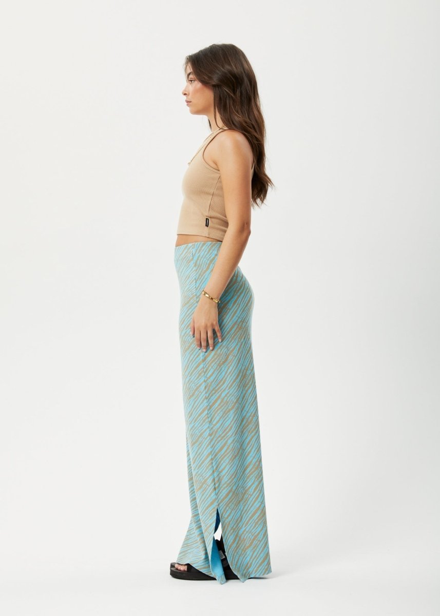 Afends Womens Adi - Recycled Ribbed Maxi Skirt - Blue Stripe#Womens Bottoms - SkirtsAfends