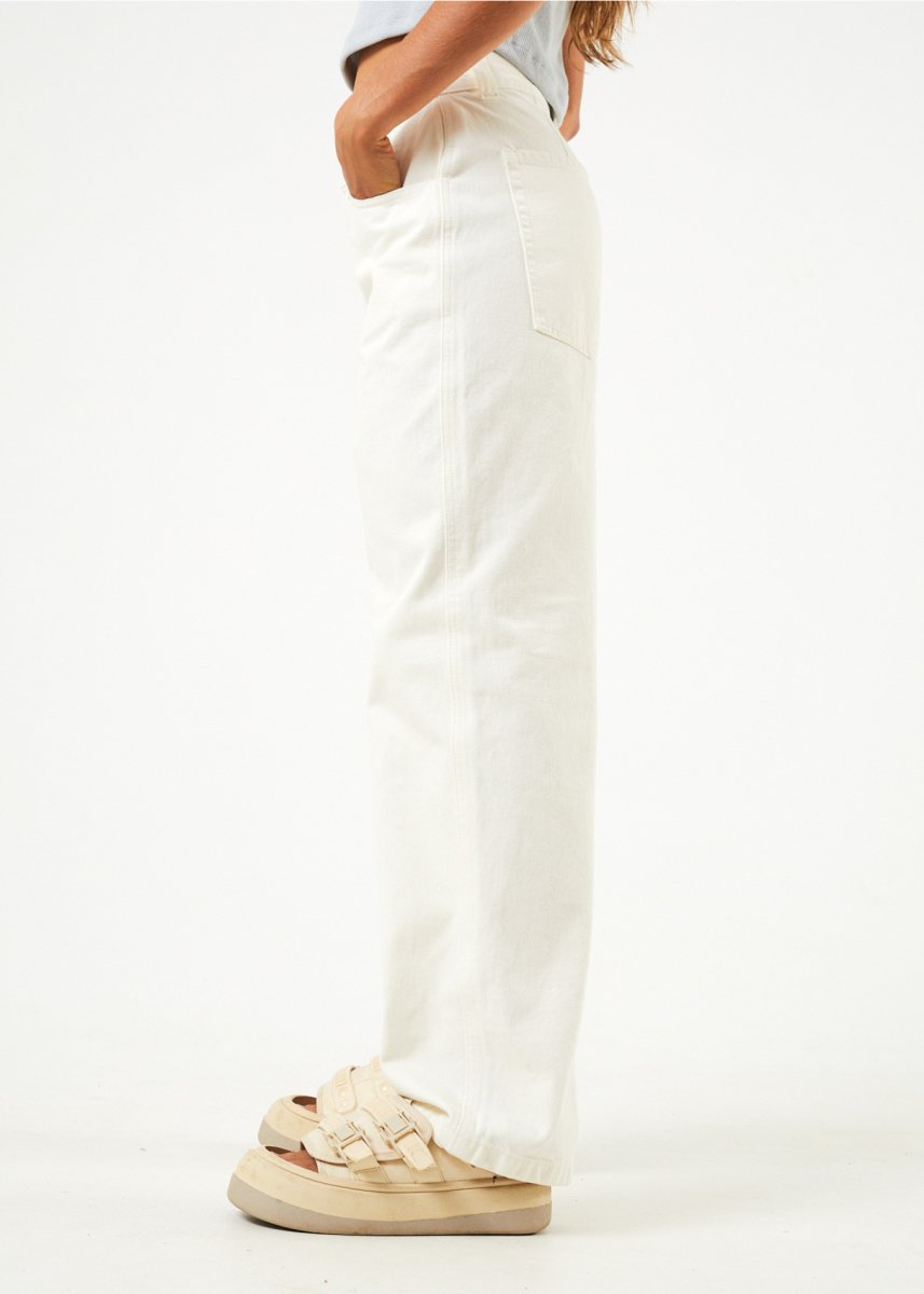 Afends Womens Bella - Organic Denim Baggy Jeans - Off White#Womens Bottoms - JeansAfends