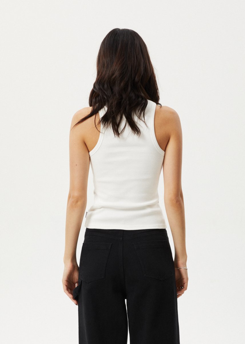 Afends Womens Burning - Organic Rib Singlet - White#Womens Tops - SleevelessAfends