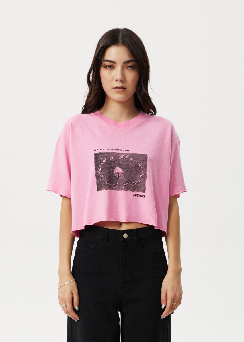 Afends Womens Connection Cropped - Oversized Tee - Pink#Womens Tops - T-ShirtsAfends