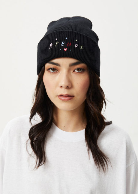 Afends Womens Funhouse - Knit Beanie - Black#Accessories - HeadwearAfends