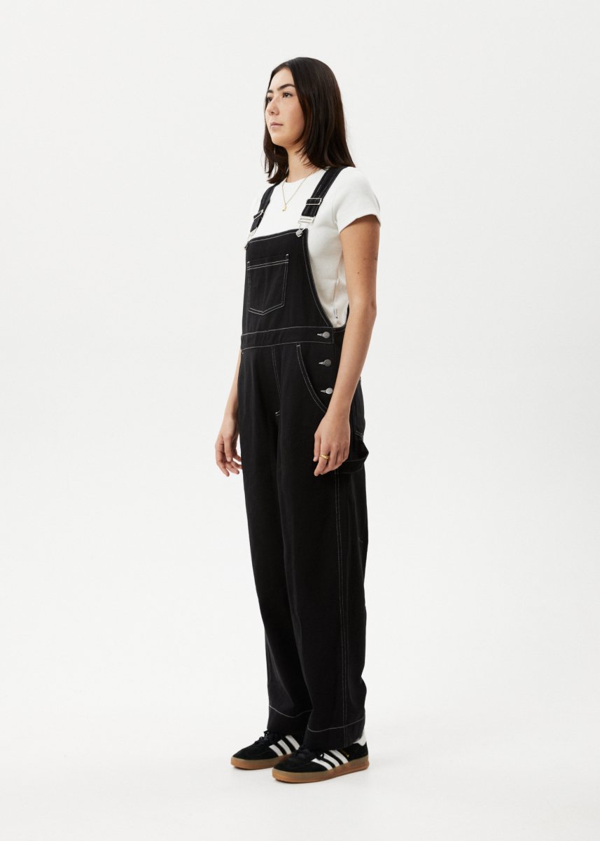 Afends Womens Louis - Baggy Overalls - Washed Black#Womens Dress - PlaysuitsAfends