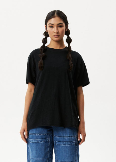 Afends Womens Slay - Hemp Oversized T-Shirt - Black#Womens Tops - T-ShirtsAfends