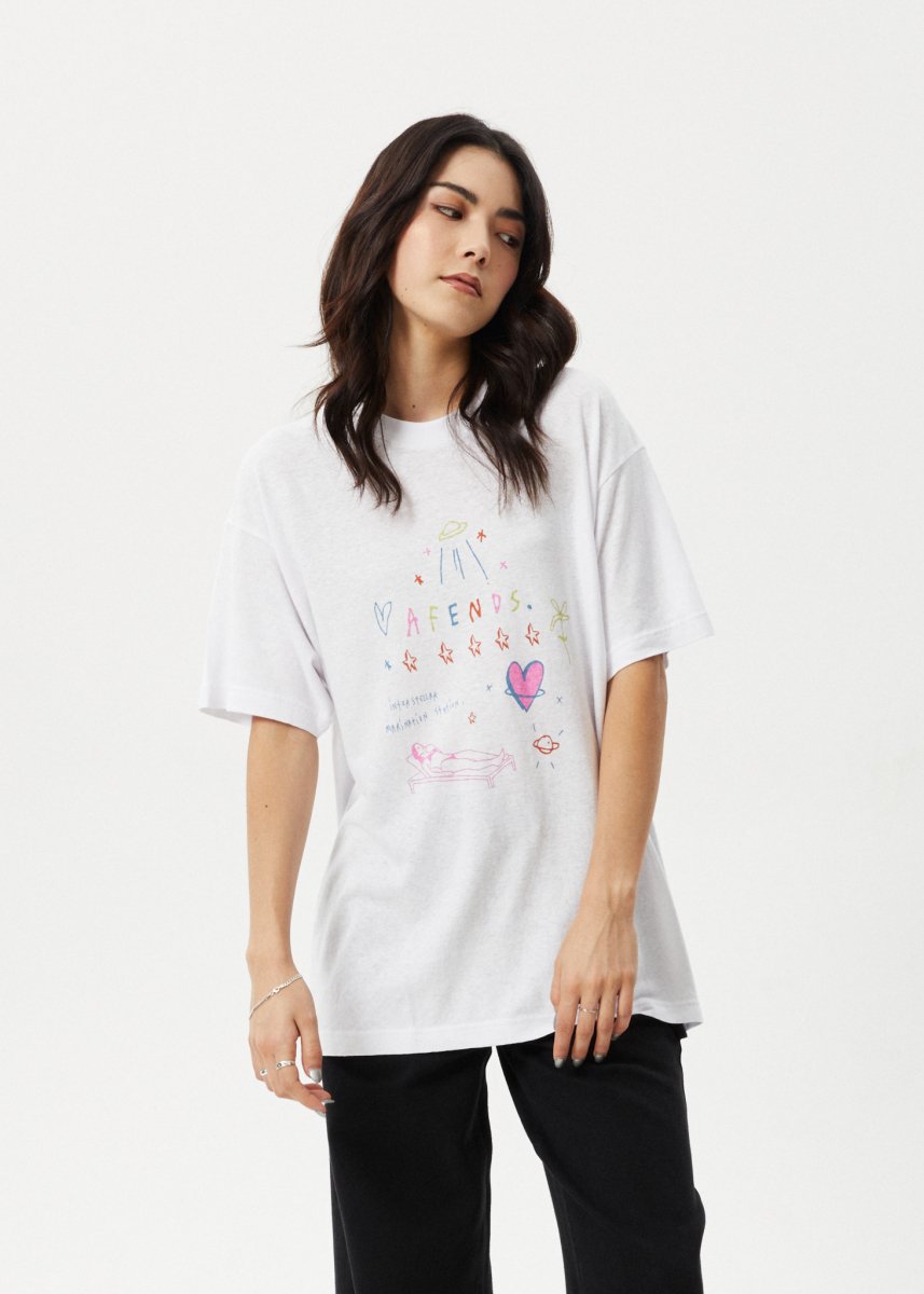 Afends Womens Stella - Oversized Tee - White#Womens Tops - T-ShirtsAfends