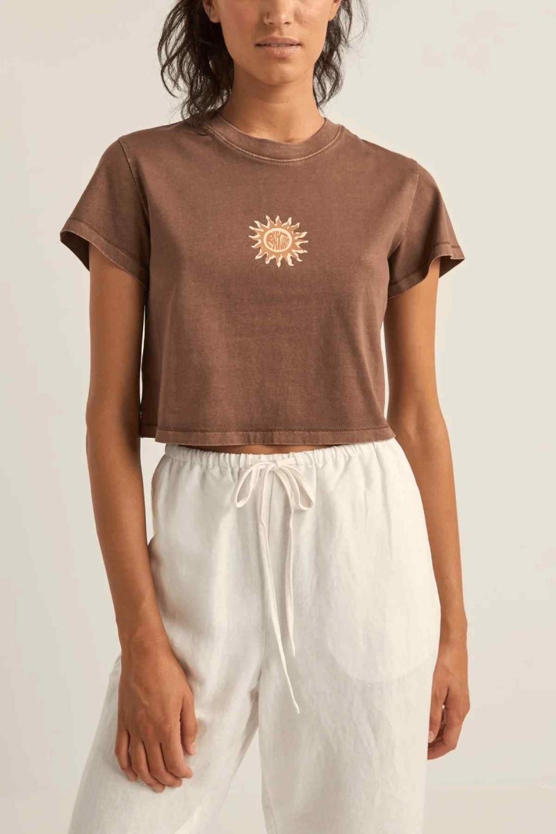 Sunshine Crop Crew T-Shirt Femme#DébardeursRhythm