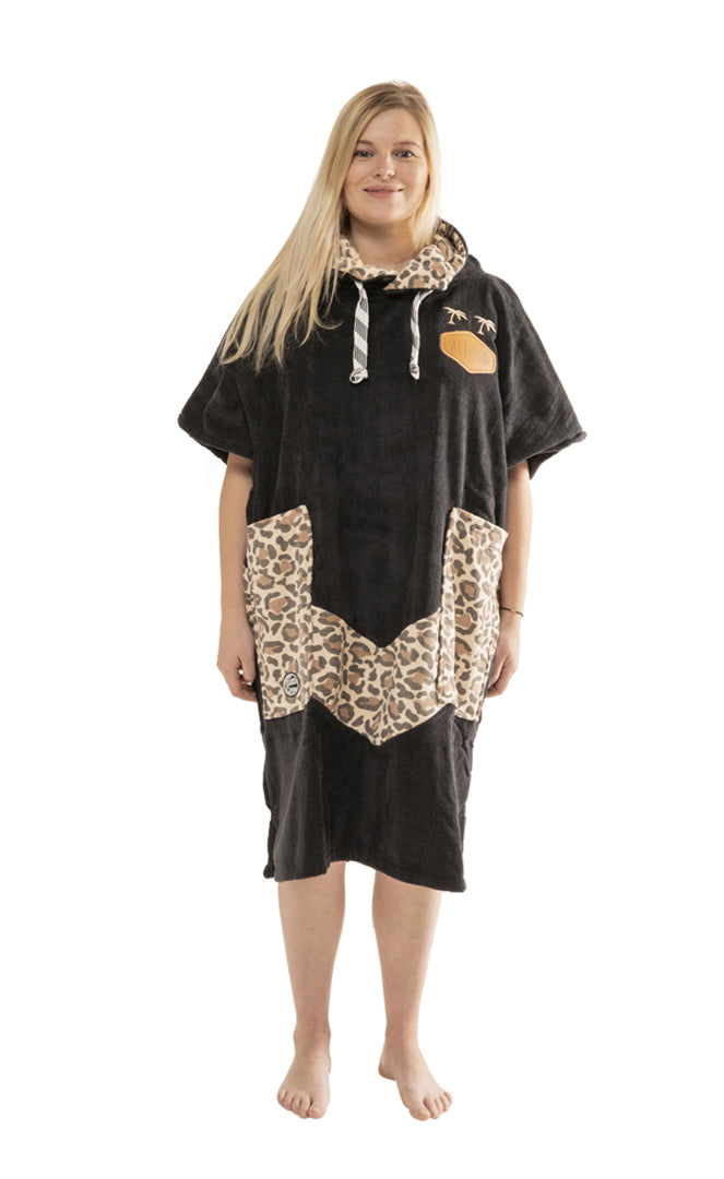 All In V Poncho Beach Crew Leopard Black Poncho De Surf LEOPARD BLACK