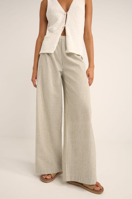 Valley  Stripe Wide Leg Pantalon Femme