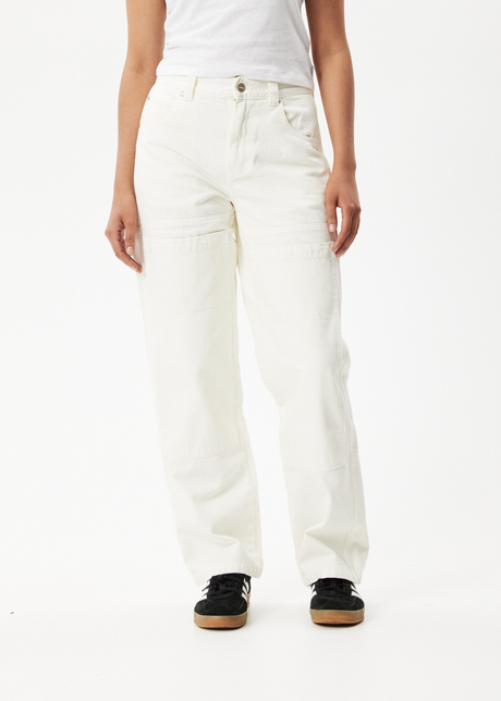 Afends Womens Moss - Organic Denim Carpenter Jeans - Off White - Sustainable Clothing - Streetwear