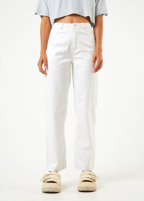 Afends Womens Shelby - Hemp Wide Leg Pants - White - Sustainable Clothing - Streetwear