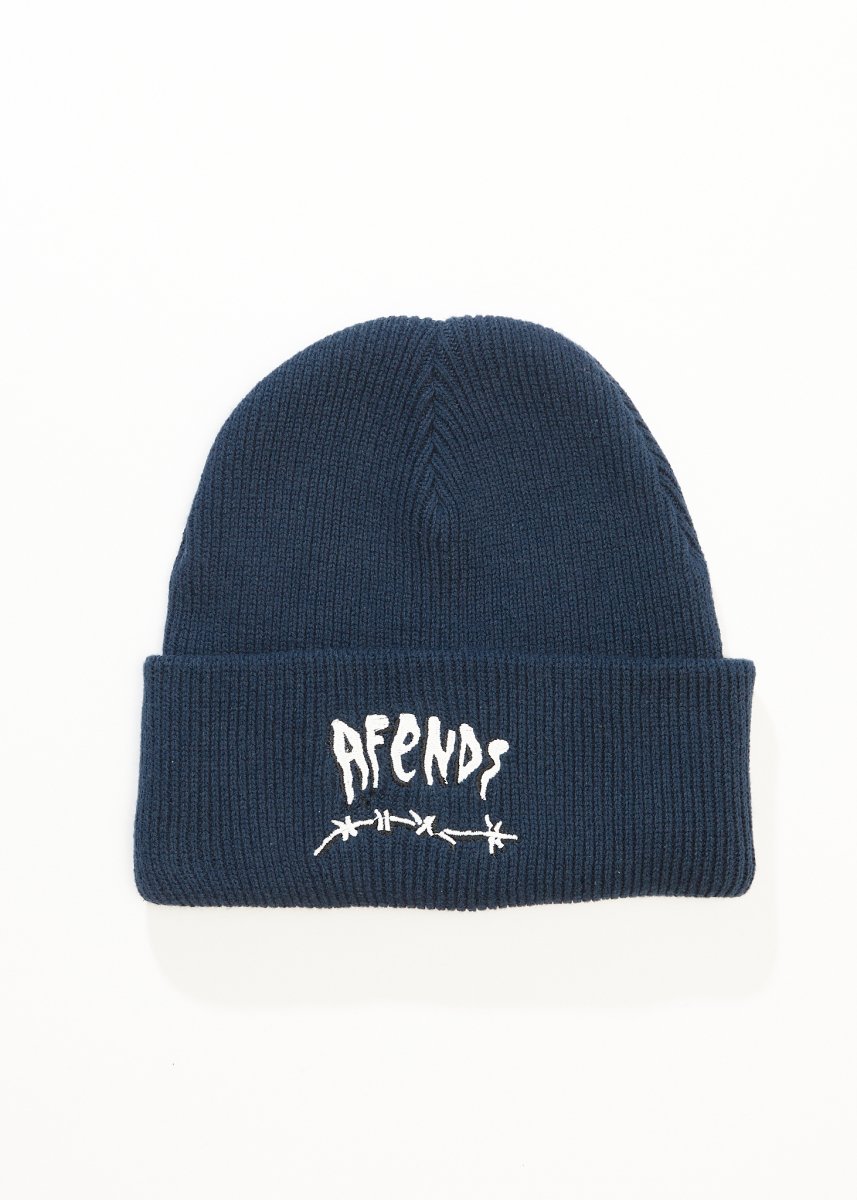 Afends Mens Barbwire - Beanie - Navy#Accessories - HeadwearAfends