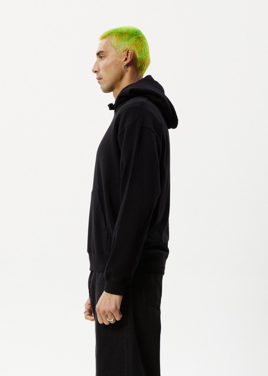 Afends Mens Enjoyment - Pull On Hood - Black#Mens Outer - Fleece & KnitAfends