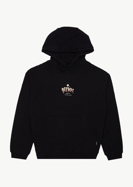 Afends Mens Enjoyment - Pull On Hood - Black#Mens Outer - Fleece & KnitAfends