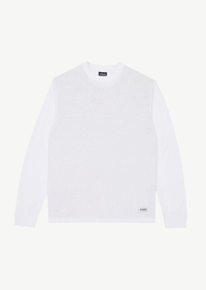 Afends Mens Essential - Hemp Retro Long Sleeve T-Shirt - White#Mens Tops - Long SleeveAfends