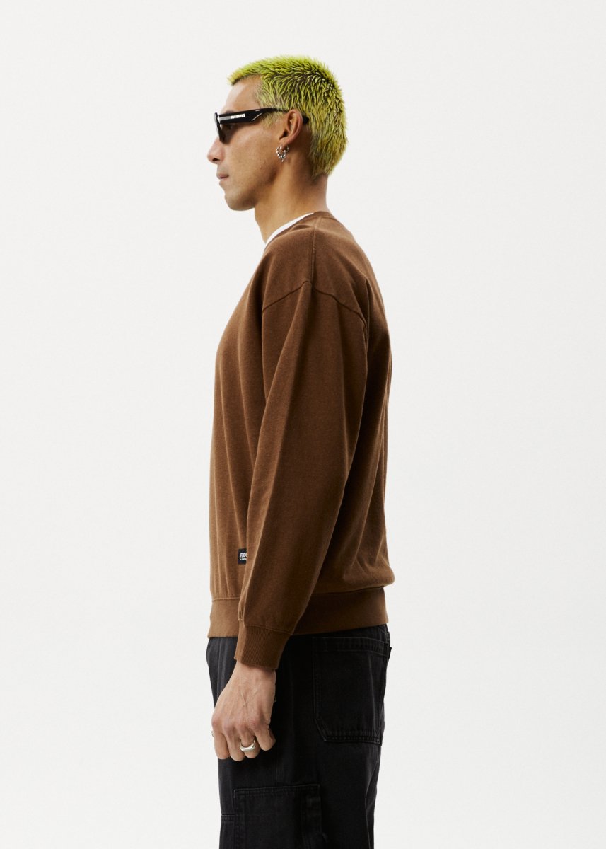 Afends Mens Indica - Hemp Crew Neck Jumper - Toffee#Mens Outer - Fleece & KnitAfends