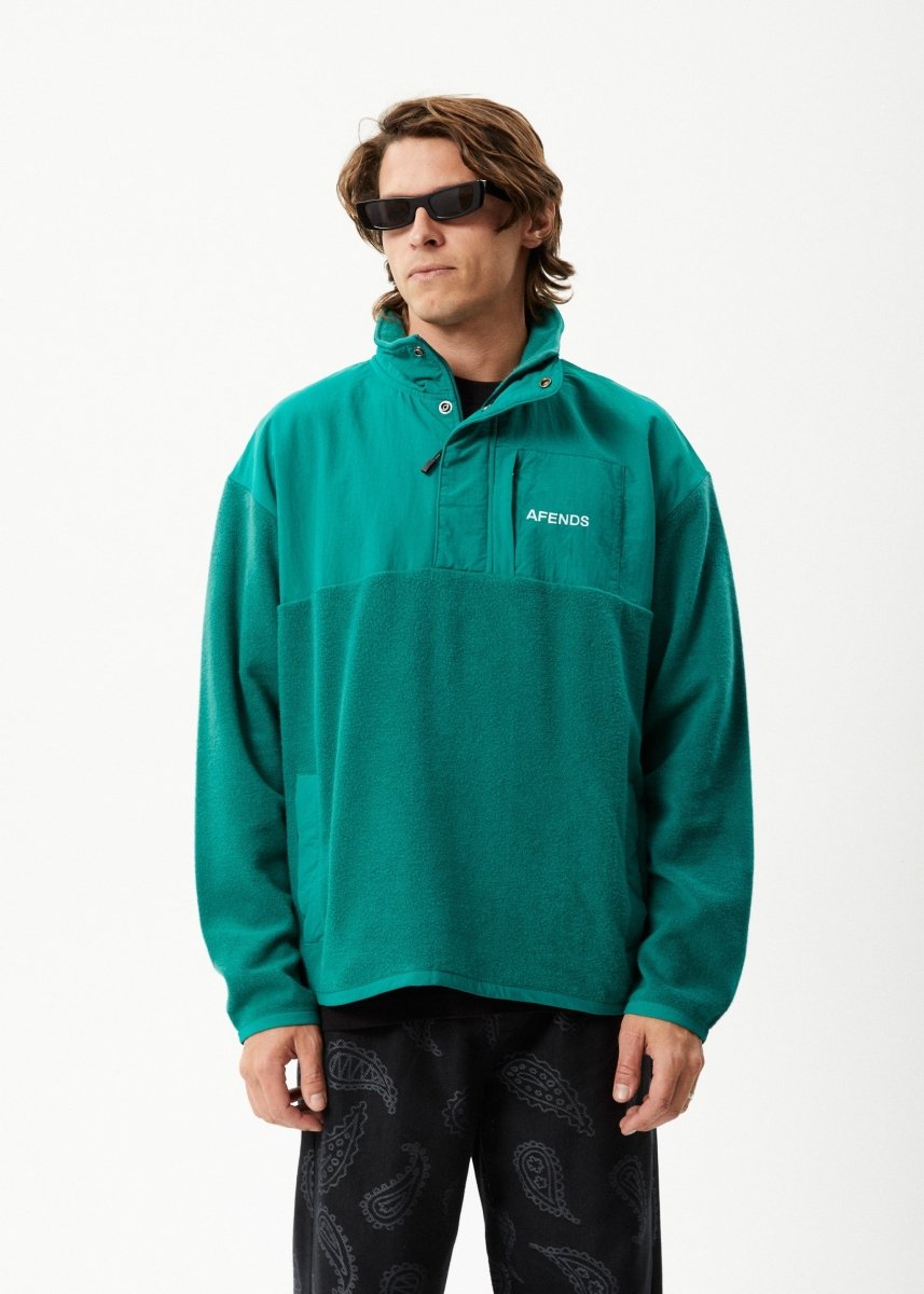 Afends Mens Intergalactic - Fleece Pullover - Emerald#Mens Outer - Fleece & KnitAfends