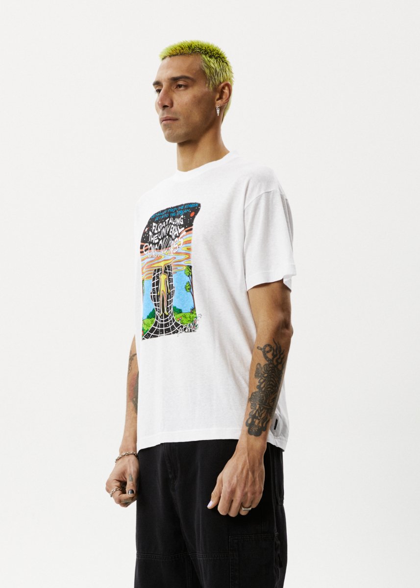 Afends Mens Next Level - Boxy Graphic T-Shirt - White#Mens Tops - T-ShirtsAfends