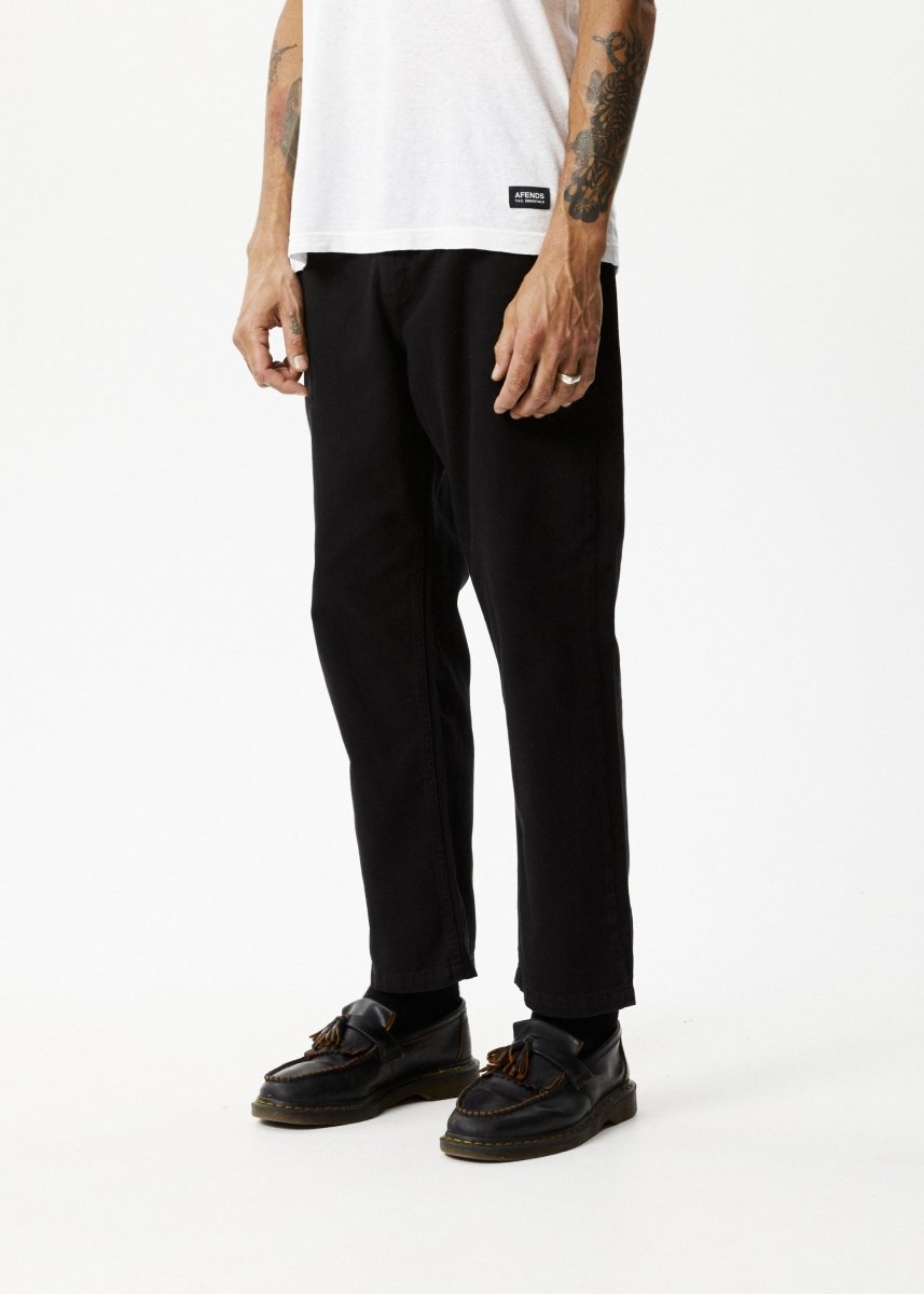 Afends Mens Ninety Twos - Recycled Twill Relaxed Pants - Black#Mens Bottoms - PantsAfends