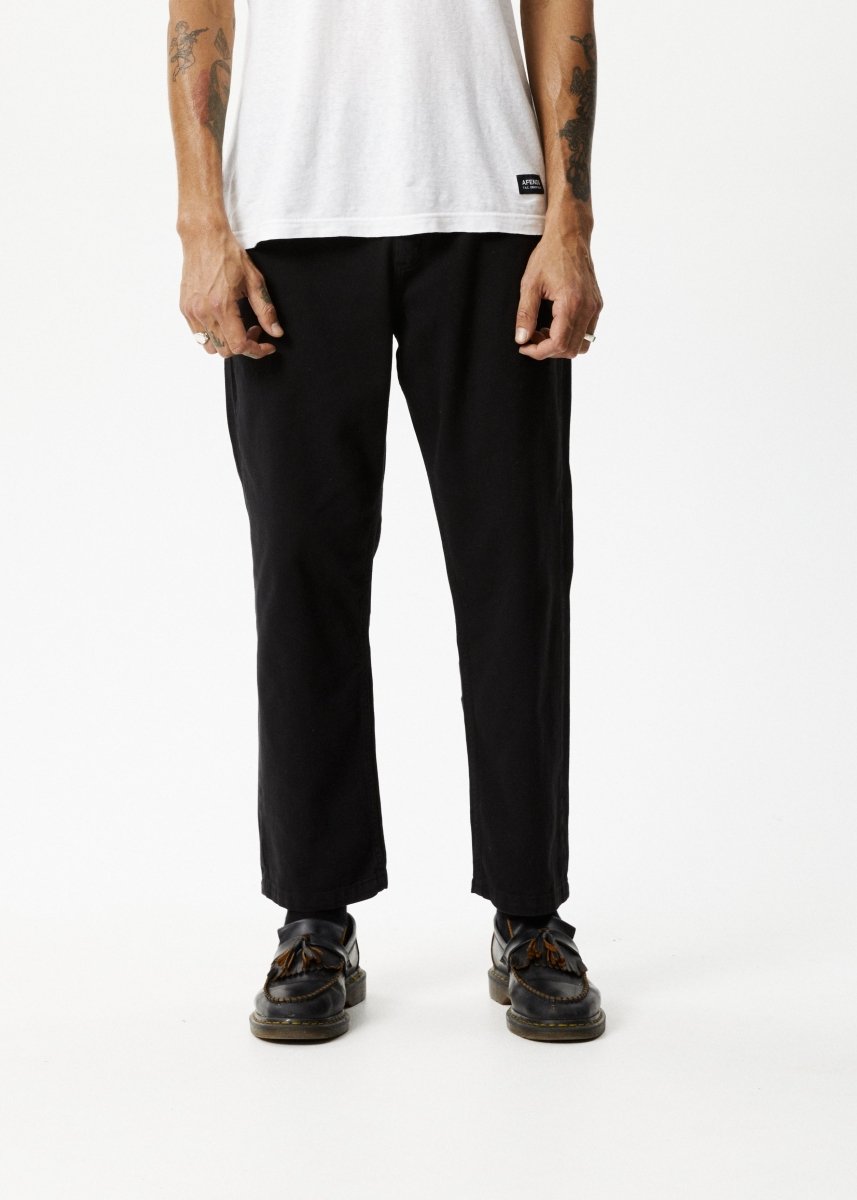 Afends Mens Ninety Twos - Recycled Twill Relaxed Pants - Black#Mens Bottoms - PantsAfends