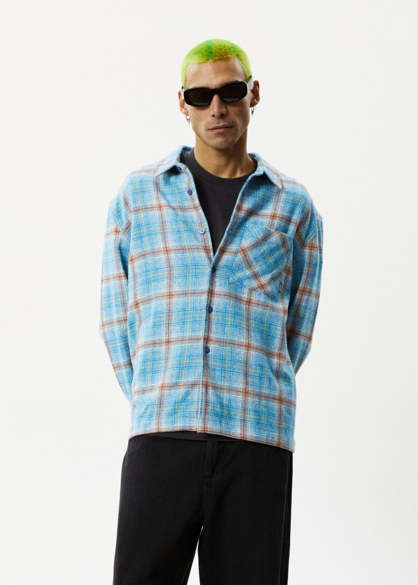 Afends Mens Position - Flannel Shirt - Lake Check#Mens Tops - Dress ShirtsAfends