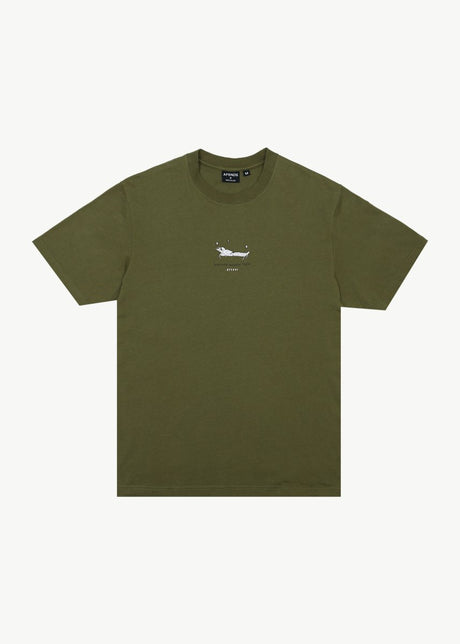 Afends Mens Relaxed - Retro Fit Tee - Military#Mens Tops - T-ShirtsAfends