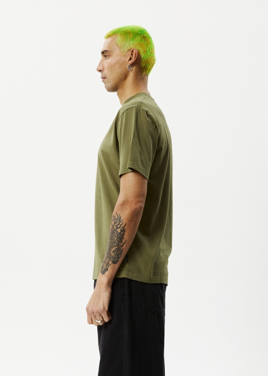 Afends Mens Relaxed - Retro Fit Tee - Military#Mens Tops - T-ShirtsAfends