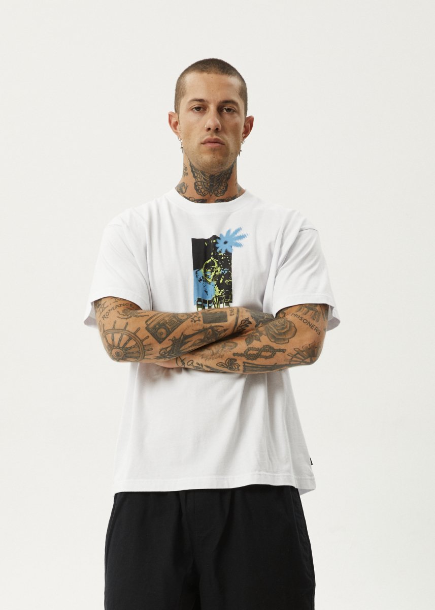 Afends Mens Space Junk - Boxy Fit Tee - White#Mens Tops - T-ShirtsAfends