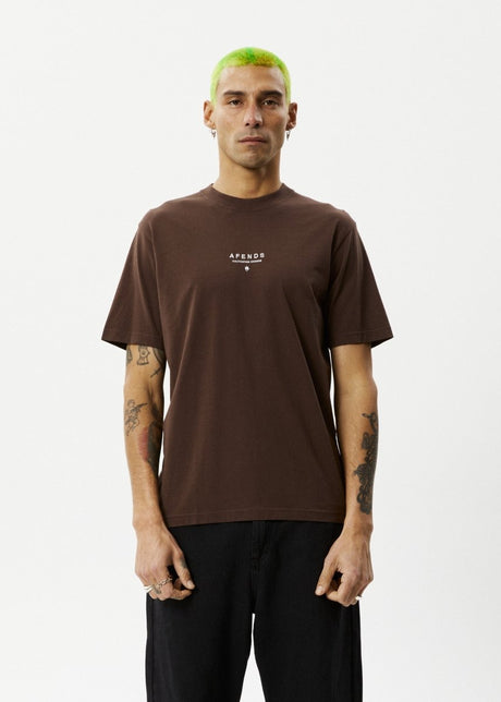 Afends Mens Space - Retro Fit Tee - Coffee#Mens Tops - T-ShirtsAfends