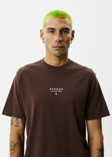 Afends Mens Space - Retro Fit Tee - Coffee#Mens Tops - T-ShirtsAfends