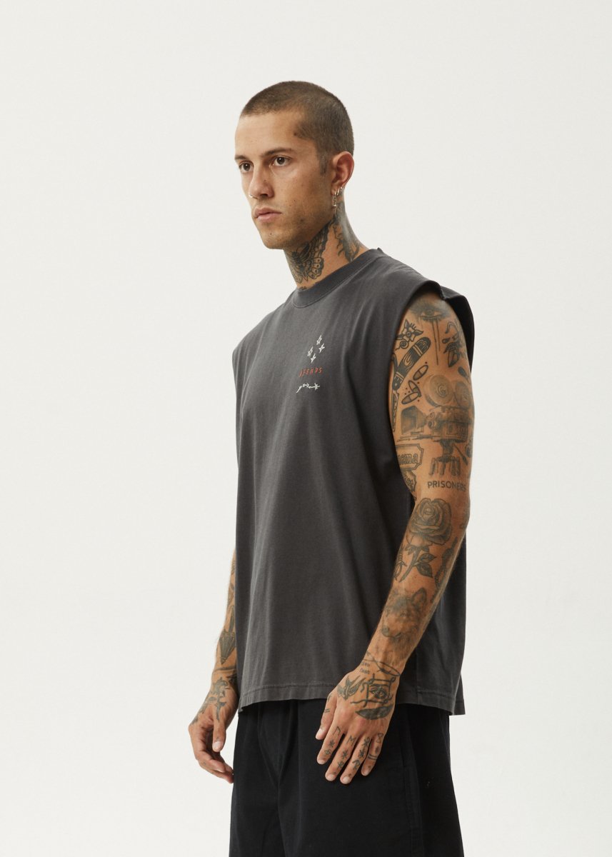 Afends Mens Stars - Sleeveless Tee - Stone Black#Mens Tops - SleevelessAfends