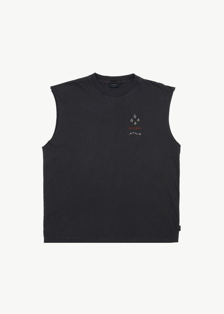 Afends Mens Stars - Sleeveless Tee - Stone Black#Mens Tops - SleevelessAfends