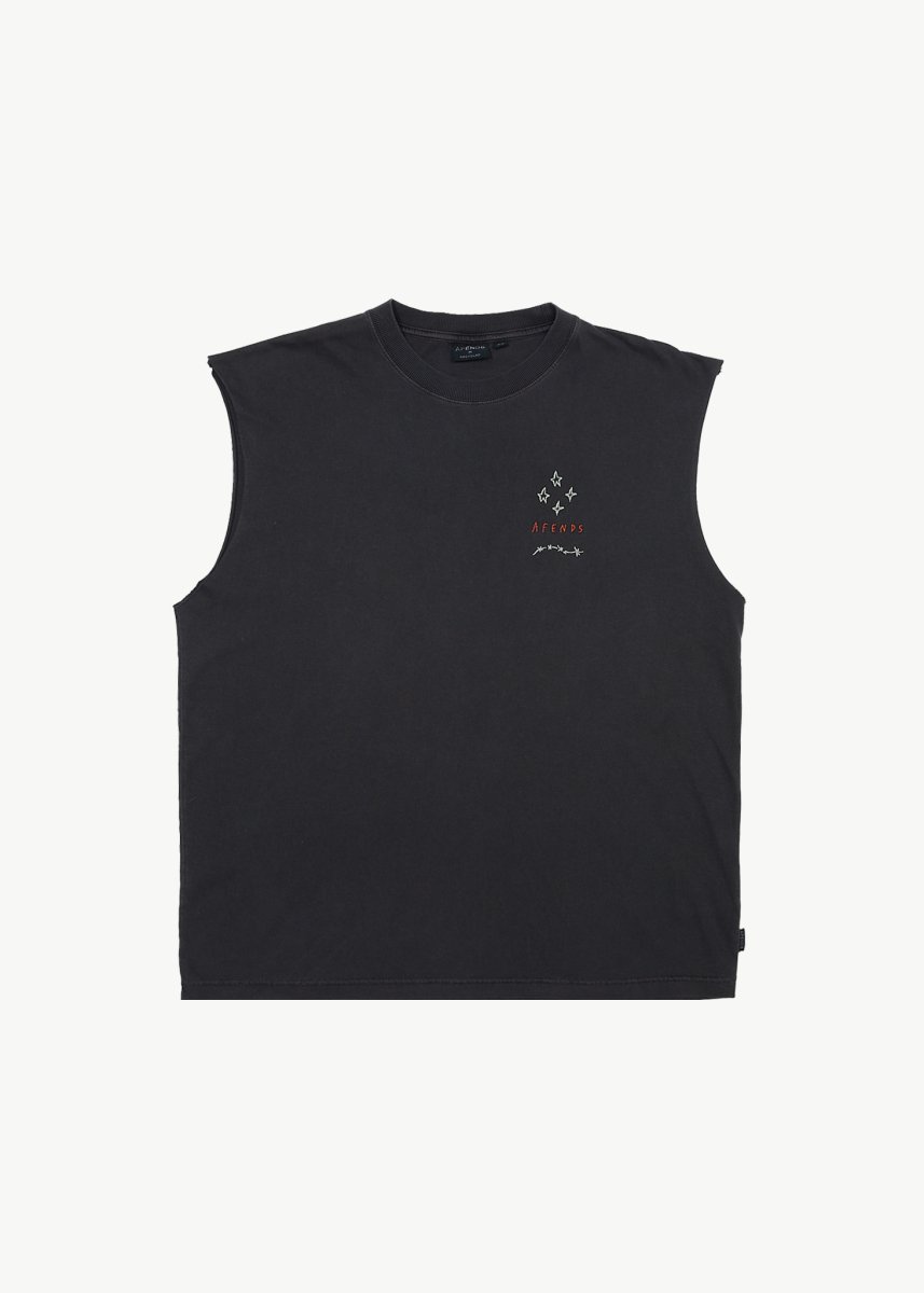 Afends Mens Stars - Sleeveless Tee - Stone Black#Mens Tops - SleevelessAfends