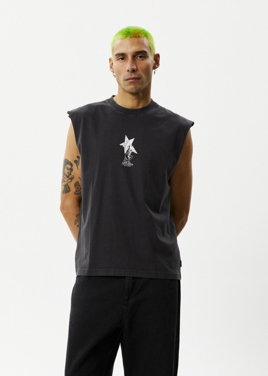 Afends Mens Statue - Sleeveless Tee - Stone Black#Mens Tops - SleevelessAfends