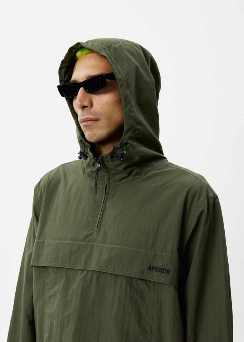 Afends Mens System - Water Resistant Spray Anorak Jacket - Military#Mens Outer - JacketsAfends