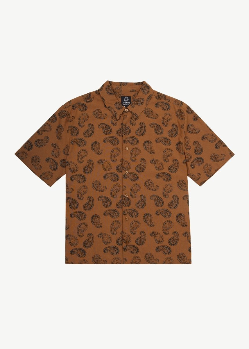 Afends Mens Tradition - Paisley Short Sleeve Shirt - Toffee#Mens Tops - Dress ShirtsAfends