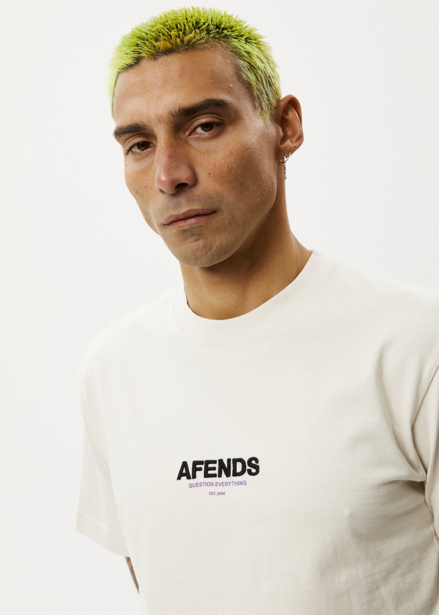 Afends Mens Vinyl - Retro Logo T-Shirt - Moonbeam#Mens Tops - T-ShirtsAfends