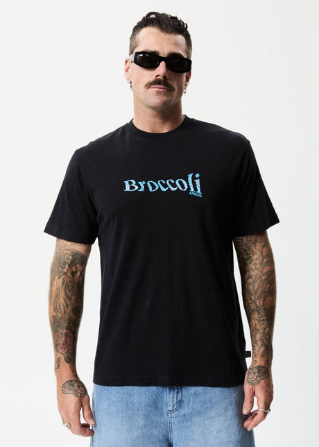 Afends Unisex Broccoli - Unisex Hemp Retro T-Shirt - Black#Mens Tops - T-ShirtsAfends