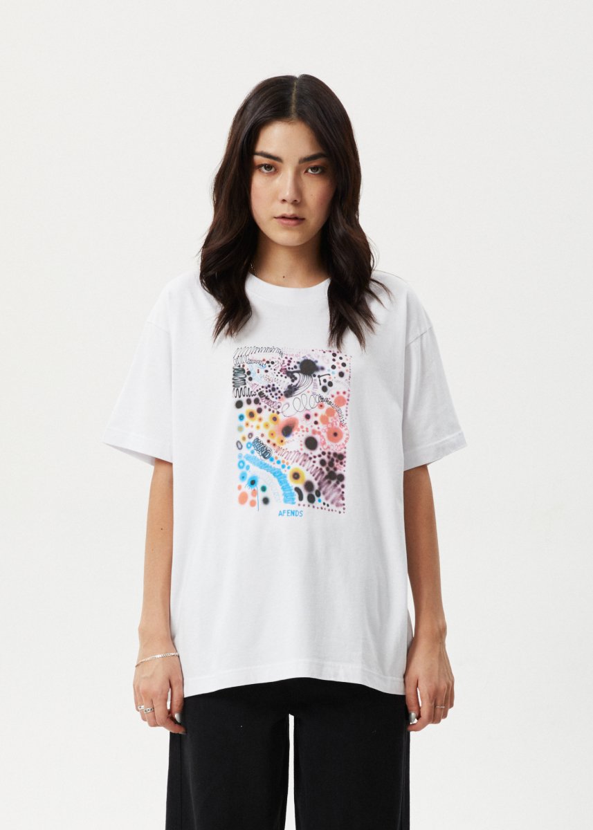 Afends Womens Benedict - Oversized Tee - White#Womens Tops - T-ShirtsAfends