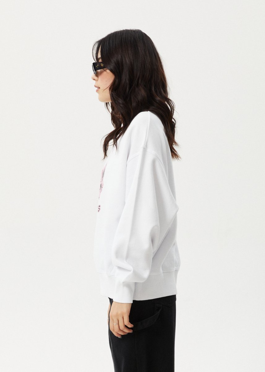 Afends Womens Bloom - Crew Neck - White#Womens Outer - Fleece & KnitAfends