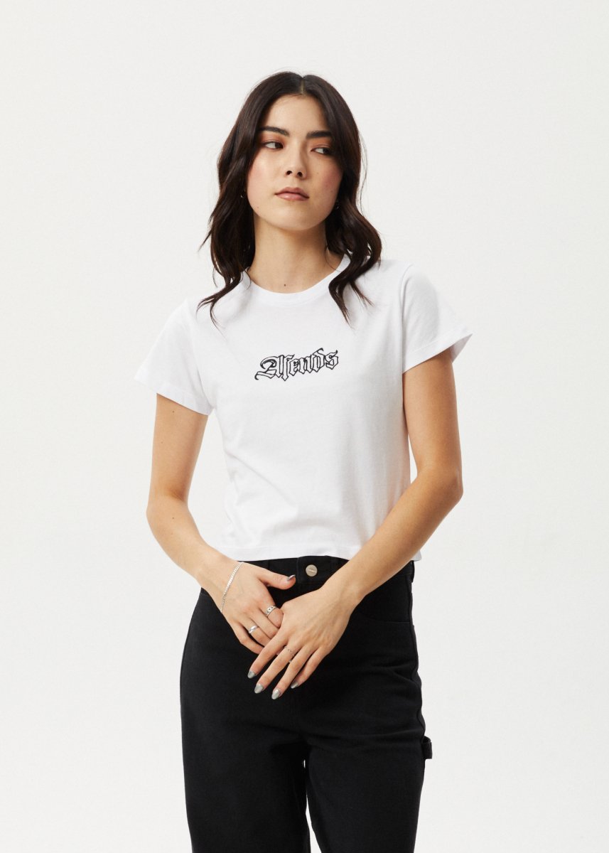 Afends Womens Burnt - Baby Tee - White#Womens Tops - T-ShirtsAfends