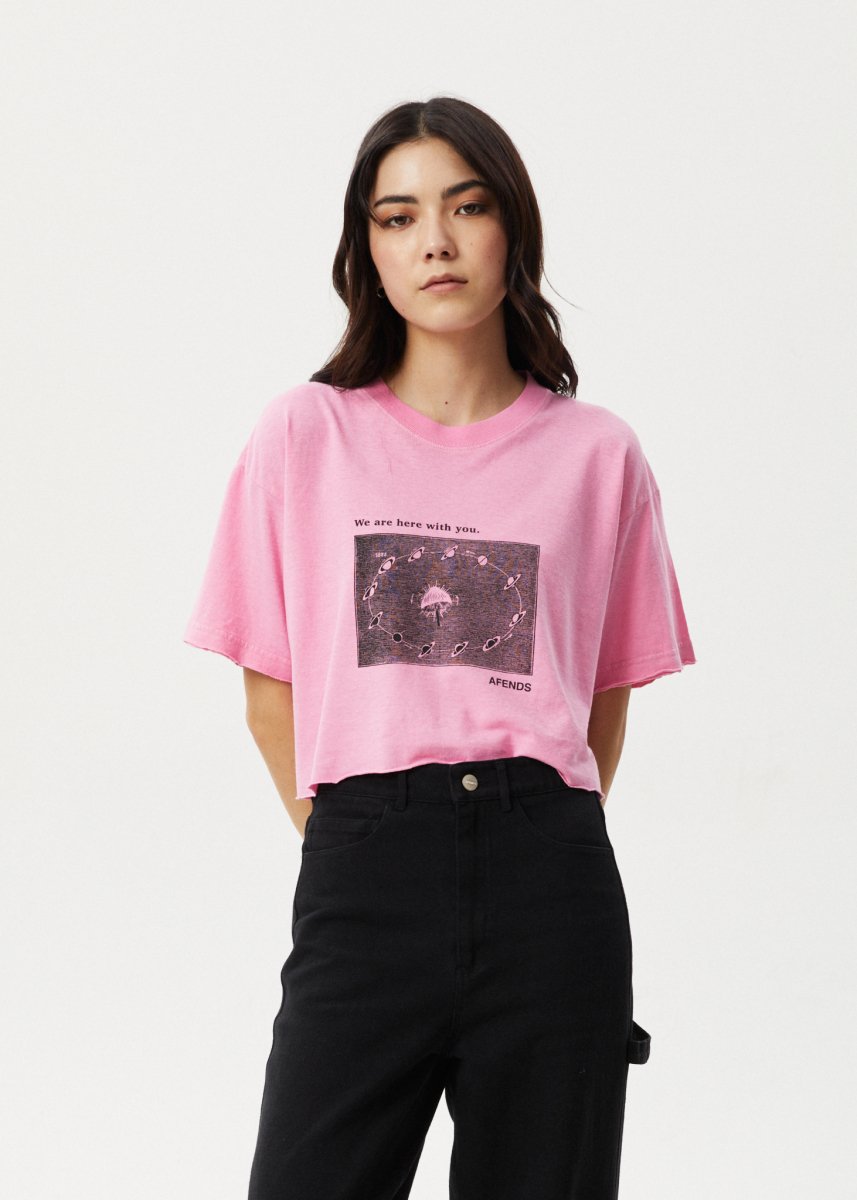 Afends Womens Connection Cropped - Oversized Tee - Pink#Womens Tops - T-ShirtsAfends