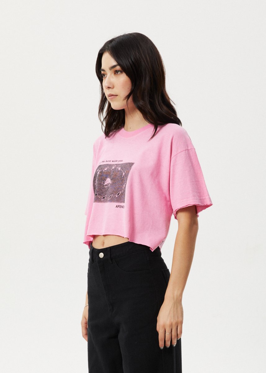 Afends Womens Connection Cropped - Oversized Tee - Pink#Womens Tops - T-ShirtsAfends