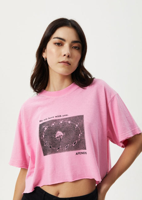 Afends Womens Connection Cropped - Oversized Tee - Pink#Womens Tops - T-ShirtsAfends